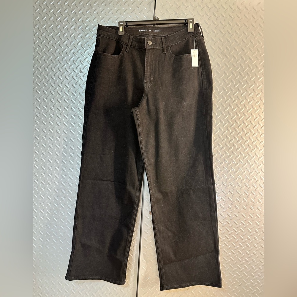 Old Navy Classic Black Jeans High Rise Wide Leg Size 14